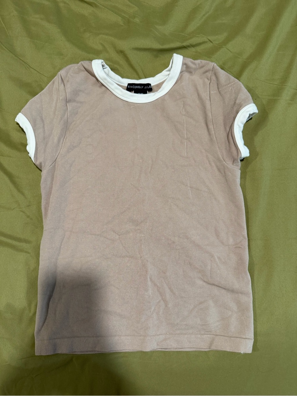 Sincerly Jules Tan Ringer Tee with White Trim